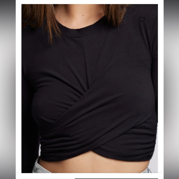 BOGO 🔥🔥 The Range Sueded Jersey Crossover Crew Top in Black - Picture 3 of 5